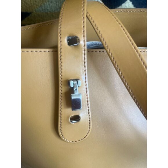 Lamarthe Paris Tan Leather Tote Bag With Silver-Tone Hardware Elegant Italy - Picture 4 of 7